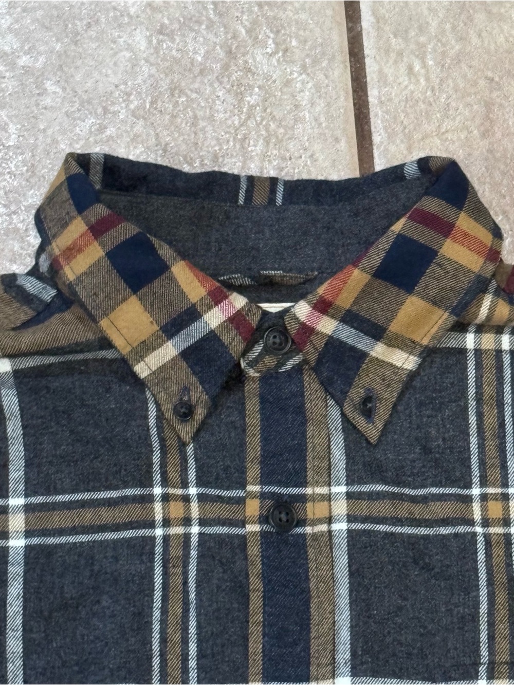 Weatherproof Men's Plaid Button-Down Shirt - Navy, Brown, Cream - Picture 6 of 15